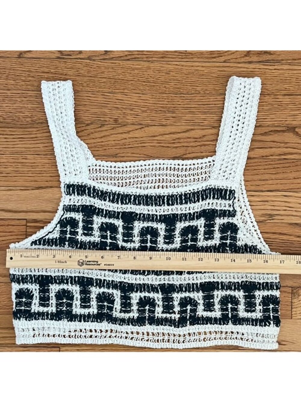 Boho Crochet Womens Sz S Crop Top Boho Geometric Open Knit Euro Summer Festival - Picture 6 of 13